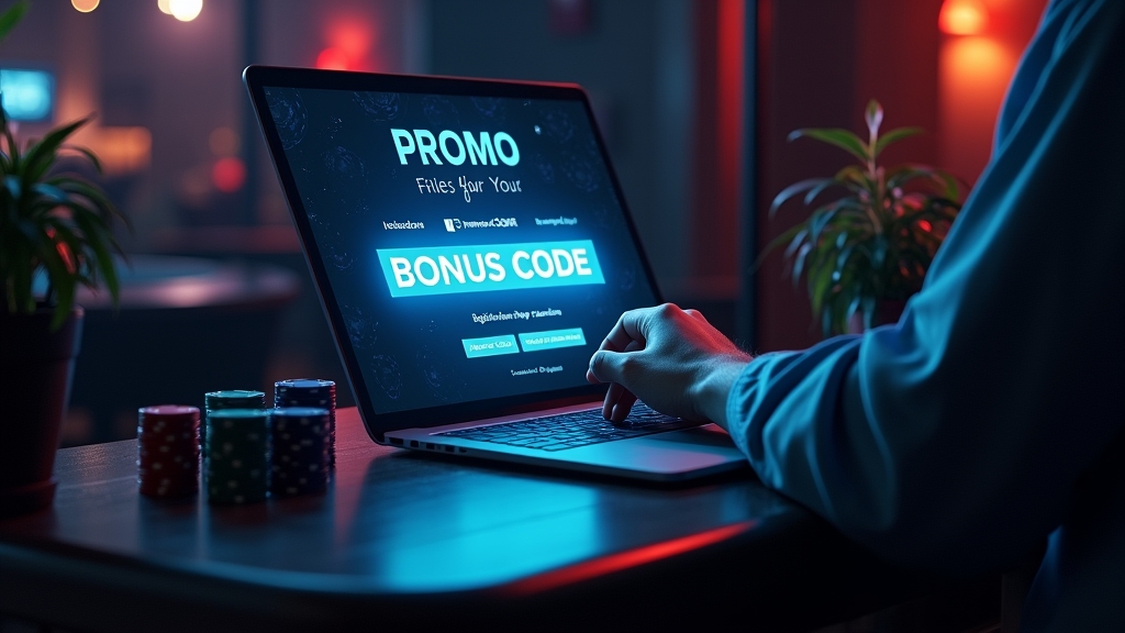 Persona ingresando un código promocional en una pantalla de casino